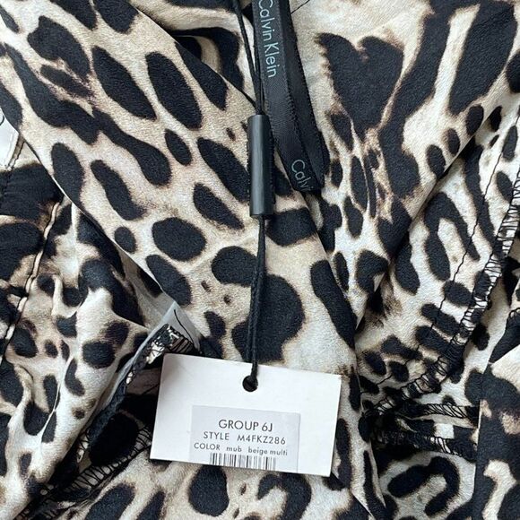 Calvin Klein Leopard Print Polyester Pants Lightweight High Rise Brown Medium - Picture 11 of 11